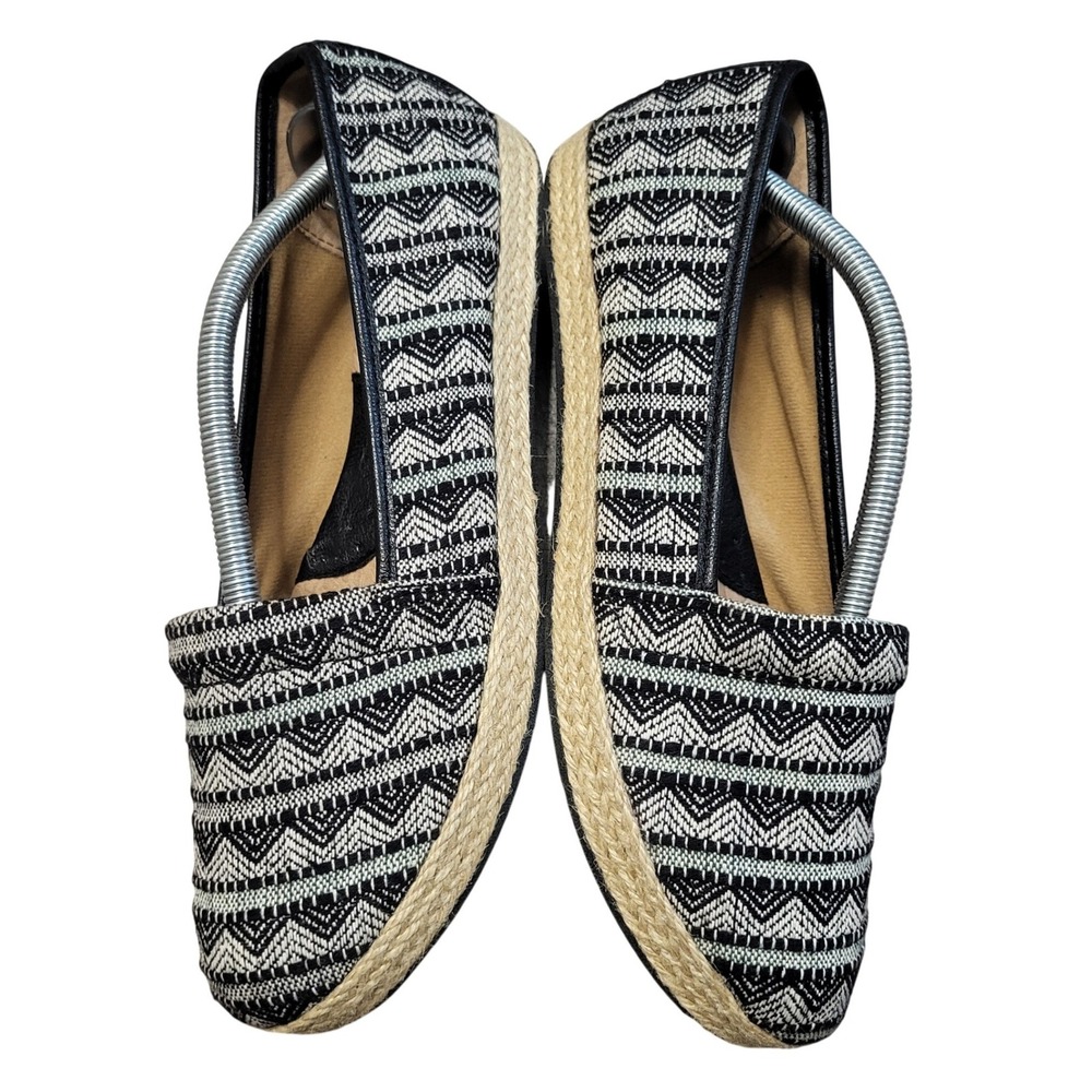 b.o.c. Born Concept Black White Geometric Woven Espadrille Flats Shoes size 9